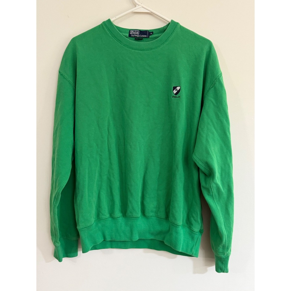 Polo Ralph Lauren Green Crewneck Sweatshirt Embroidered Crest Logo Mens Medium